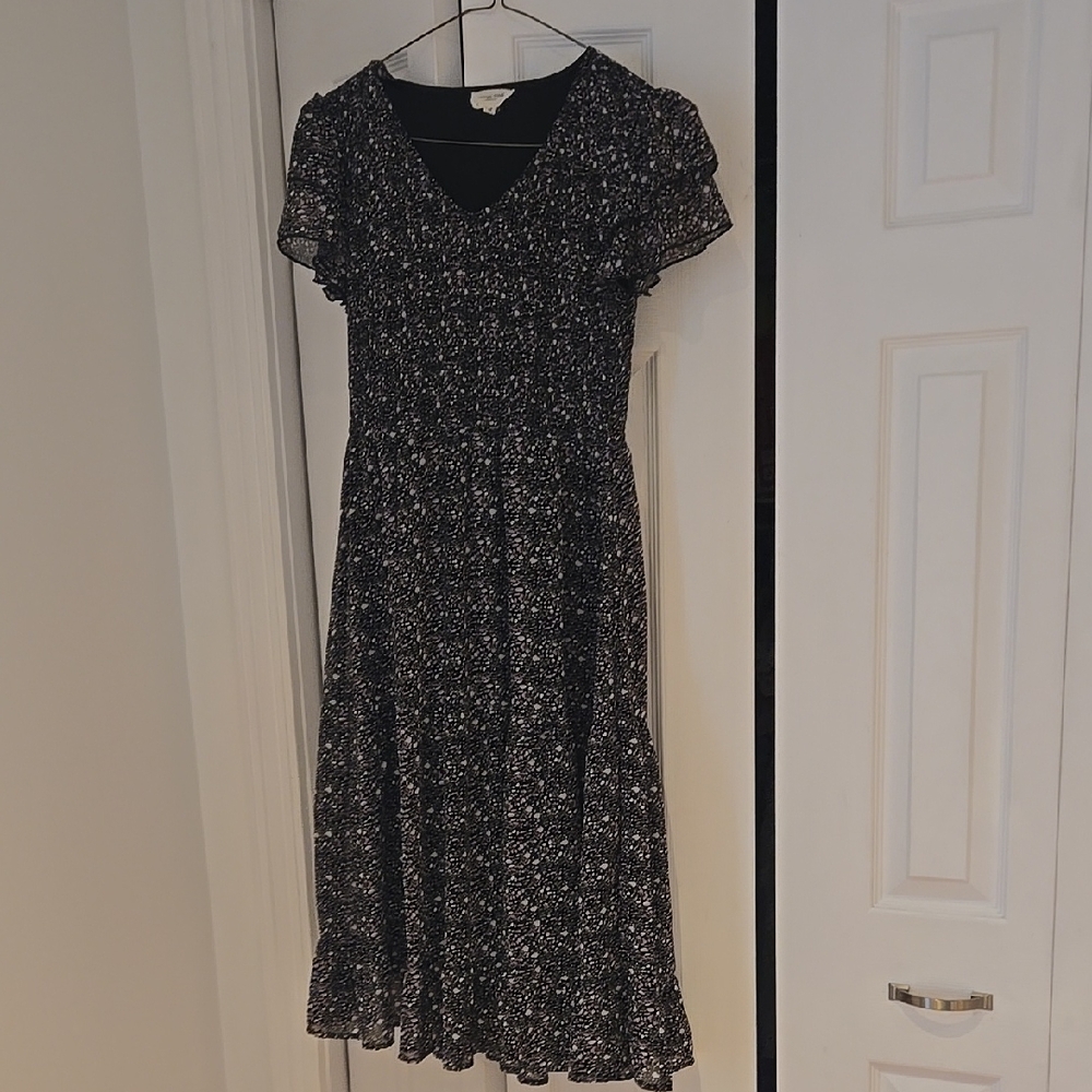 Elegant Black and Purple Floral Dress